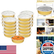 Zhehao 20 Pcs Aluminum Foil Pans Lids 2x Thicker Heavy Duty 68 Oz Gold picture