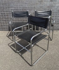 Vintage MCM Cosco Bauhaus Style Tubular Chrome Faux Leather Chairs picture
