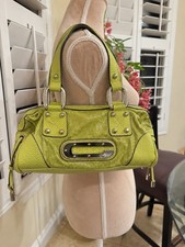 Rare Vintage Y2K GUESS Lime Green Metallic Monogram  Satchel Bag picture