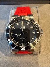 Near Mint - ORIS 7653 Aquis Date Black Dial Automatic Watch Red Oris strap 43mm picture