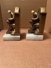 Vintage Vintage J. B. Hirsch  1932 Copper Marble Cellist Pair of Bookends Nice picture