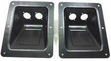 (2) Two Black Large Recessed Dish Plates for Speakon or XLR Connectors.  picture