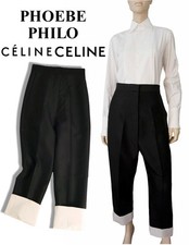 Archival OLD CÉLINE by PHOEBE PHILO FR36 Resort '13 Black Contrast Cuff Trousers picture
