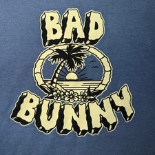 Bad Bunny Worlds Hottest Tour T Shirt Mens L Blue Un Verano Sin Ti Concert 2022 picture