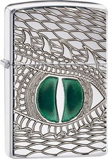 Zippo Armor Deep Carve Lighter With Green Enameled Dragon Eye, 28807, New In Box picture