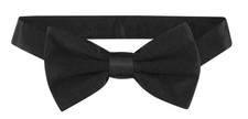 100% SILK BOWTIE SOLID BLACK Color Mens Bow Tie for Tuxedo or Suit picture