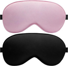 Silk Sleep Mask – 2 Pack Silk Eye Mask for Sleeping, Adjustable Strap, 100% Blac picture