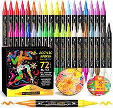 WINSONS 72 Colors Dual Tip Acrylic Paint Pens Markers, 36 Set Permanent Acrylic picture