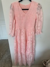 SHEIN Enchnt V-Neck Smocked Waist Floral Texture Tiered Maxi Dress picture