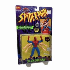 Vintage 1995 Toy Biz Spider Man Six Arm Arachnid Battle Attack Figure New Sealed picture