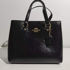 Coach CET29 Station Tote Bag Black Leather Gold Hardware 2 Way Handbag Shoulder picture
