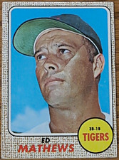 Topps 1968 Ed Mathews Detroit Tigers #58 MLB Baseball Trading Card Base picture