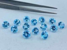Beautiful Blue Color Natural Aquamarine 40 Pcs Round Loose Gemstone Certified T5 picture