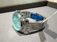 Montres Prestige Quartz Chronograph Blue Dial 44mm SS Bracelet 50m w/Box picture