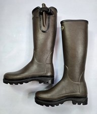 LE CHAMEAU VIERZONORD NEOPRENE LINED WOMEN'S BROWN MARRON FONCE WELLINGTON BOOTS picture