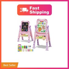 KiddoCood 3-Level Height Adjustable Toddler Art Easel for Kids, 35.2