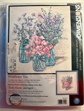 Dimensions Counted Cross Stitch Kit- WILDFLOWER TRIO #35122 -started- 2003 picture