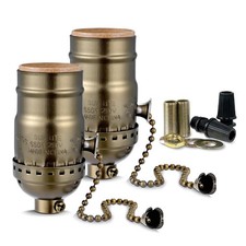 Pull Chain Light Socket Replacement,E26 Standard Screw Lamp Antique Brass picture