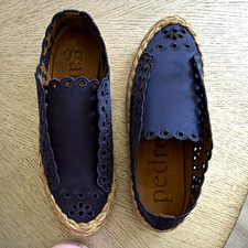 Pedro Garcia Blue Satin Cut-Out Espadrille Flats Slip-On Women’s US 9 picture