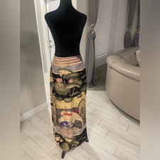 Vintage Citron Santa Monica 100% silk Japanese print maxi skirt, size Small picture