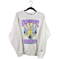 Champion Sweatshirt Large Unisex White Cosmic Dreamer Wilmington Vintage Skater picture