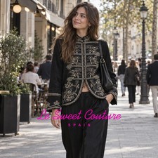 ZARA WOMAN FW26 BLACK ZW EMBROIDERED FROG FASTENING JACKET ALL SIZE 5107/251/800 picture