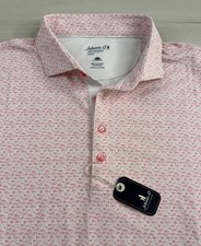 Johnnie O Golf Polo Shirt Pink Flamingo Flock Yeah Performance Stretch Men L NWT picture