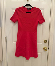 Theory Women’s Pink Knit A-Line Dress Round Neck Stretch Short Sleeve Size M picture