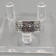S925 Sterling Silver Tibetan Buddhist Vajra Mantra Band Ring Adjustable 10mm picture