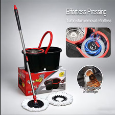 360° Spin Mop and Bucket Set with 2 Microfiber Heads Adjustable Handle Cleaning picture