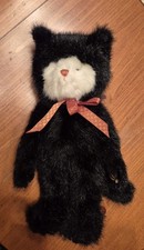 Boyds “Sneaky” White Bear In Black Cat Halloween Costume holding A Pumpkin, 7
