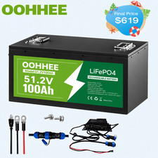 NEW 48V 100Ah LiFePO4 Lithium Battery 5120Wh Built-in BMS with 58.4V 20A Charger picture