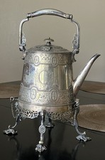 Antique Victorian Harris & Land Silverplate Teapot on Stand (c. 1863 - 1864) picture