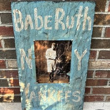 Handmade Babe Ruth NY Yankees Wooden Plate picture
