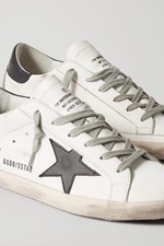 GOLDEN GOOSE Super-Star Distressed White & Black Sneakers, Size 42 EU / 12 US picture