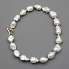 Cultured White Keshi Baroque Pearl Necklace Bracelet Earrings Sets For Women picture