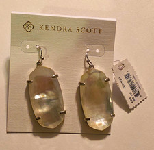 Kendra Scott Dangle/Drop Earrings Silver Mother of Pearl White Oval Prong Hook picture