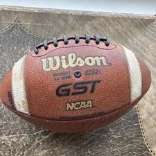 Wilson GST NCAA Leather Football, Collegiate Size 9, Brown/White picture