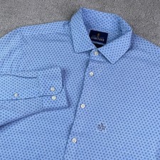 NEW Stafford Shirt Mens Medium Blue Geometric Slim Fit Knit Dress Shirt NWT picture