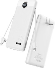 Portable Charger Built-in Cables and AC Wall Plug, USB C Power Bank 10000mAh picture