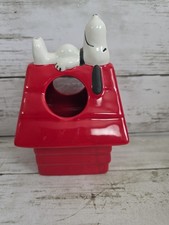 licensed PEANUTS SNOOPY classic TOOTHBRUSH HOLDER - RED DOGHOUSE - CERAMIC - NEW picture