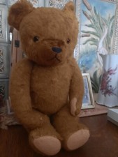 Antique-Vintage-Doll-Bear-Sawdust-Splints OLD EARLY TEDDY BEAR 55cm picture