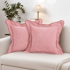 HAUSSY Valentines Pink Scalloped Pillow Covers 24x24 Set 2,Decorative Throw picture