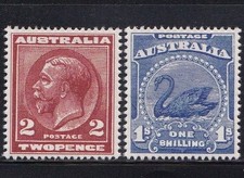 AUSTRALIA Unissued 1914 KGV & Black Swan Set MNH Reproduction Stamp sv picture