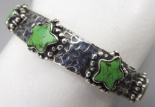CHARMING VINTAGE DIAN MALOUF STERLING SILVER GREEN STONE STAR CUFF BRACELET 39G picture