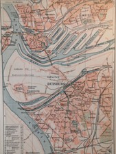 1905 Duisburg Vintage CITY Map German Empire ORIGINAL 6.5 x 9.5 Color C18-9 picture