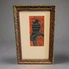 Tadashige Ono Japanese Woodblock Print Bird Abstract Modern Art Vintage MCM picture