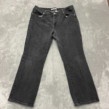 Chico's Platinum Jeans Straight Leg Black Denim Womens Size 3 picture