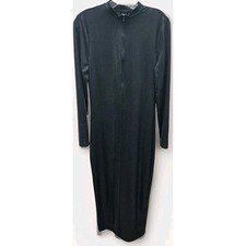 SHEIN SXY Black Crocodile Embossed Zip Front Long Sleeve Bodycon Dress XL picture