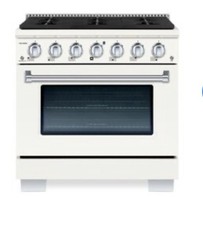 Hallman 36-in Deep  6 burners Convection Oven  Dual Fuel Range ( Antique White ) picture